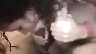 Amateur Ebony Threesome Blowjob Sucking Group Sex