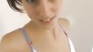 Redhead Teen with Small Tits in Amateur Threesome Cumshot Facial Gangbang