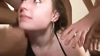 French Slut Lorena Anal Orgy with Big Cocks and Bukkake