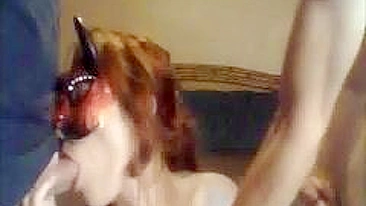 Redhead MILF Swinger Gives Blowjob in Amateur Threesome