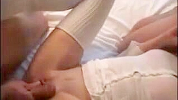 Homemade Wife Threesome with Cumshots and Stockings