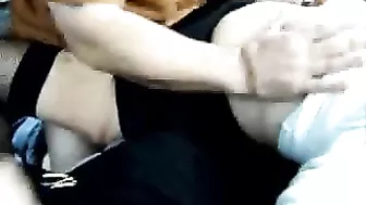 Homemade Car Gangbang with Amateur Threesome and Group Sex