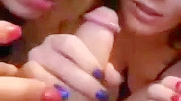 College Teens' Homemade Threesome with Blowjobs and Cumshots