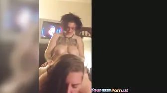 Chubby Swingers Have Gangbang Threesome with Strapon Orgasm