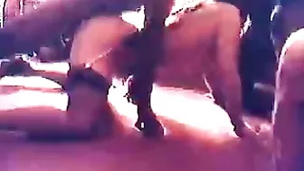 Interracial Gangbang with Two Black Cocks and Wife First BBC