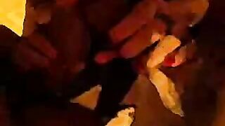 Brunette Threesome Gangbang - Amateur Group Sex Homemade Video