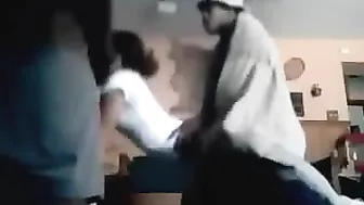 Black Amateur Petite Spitroast Threesome Gangbang