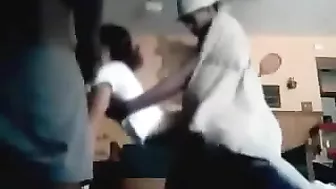 Black Amateur Petite Spitroast Threesome Gangbang