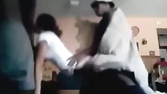 Black Amateur Petite Spitroast Threesome Gangbang