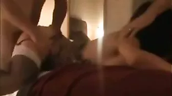 Amateur Asian MILF Wife Gangbang Orgasm in Homemade Threesome