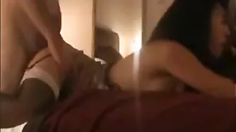 Amateur Asian MILF Wife Gangbang Orgasm in Homemade Threesome