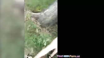 Outdoor Threesome with Brunettes - Amateur Gangbang in Public