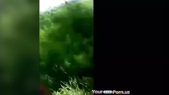 Outdoor Threesome with Brunettes - Amateur Gangbang in Public