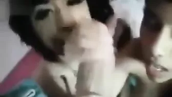 College Teens' Homemade Threesome with Big Cocks and BJs #Wife, #3some