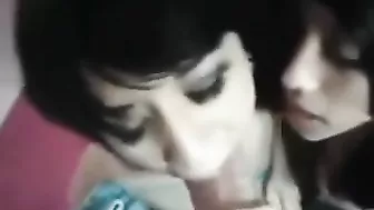 College Teens' Homemade Threesome with Big Cocks and BJs #Wife, #3some