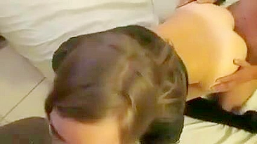 Small Titted Petite Coed Gets Gangbanged in Homemade Threesome with Big Cocks