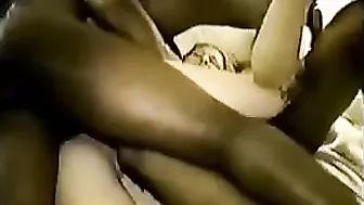 Black Interracial Swingers' Homemade Threesome Double Penetration Gangbang with Amateur Wife and BBC