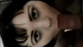 Amateur Emo GF Sucks BJ in Homemade Porn with Cumshot and Gangbang