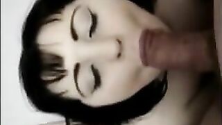 Amateur Emo GF Sucks BJ in Homemade Porn with Cumshot and Gangbang