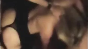 Blonde Amateur Threesome Gangbang with Moaning and Spitroast