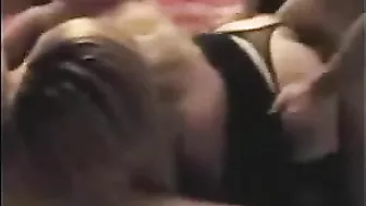 Blonde Amateur Threesome Gangbang with Moaning and Spitroast