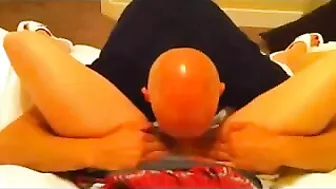 Homemade Threesome with Big Titted Brunette MILF & Cuckold Hubby