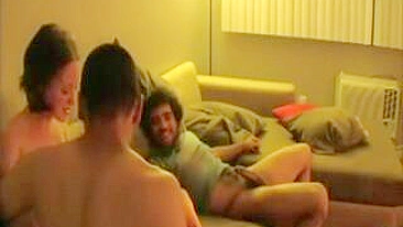 Amateur Swingers' Hot Homemade Threesome Cuckold Gangbang