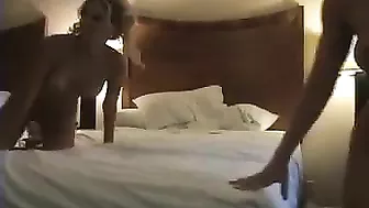Blonde Amateur Threesome in Hotel Room with Hookers