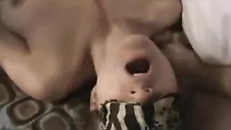 Brunette GF Amateur Threesome with Two Guys - Facials and Gangbang