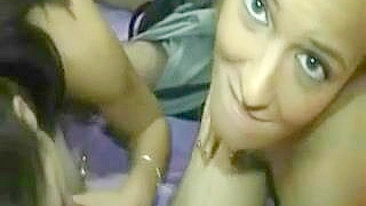 College Step-Siblings' Homemade Threesome Blowjob & Cumshot