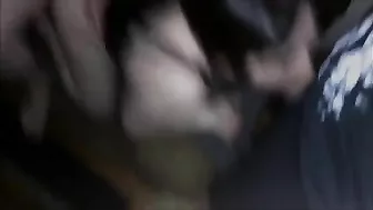 Slutty Brunette Gets Cummed on in Threesome Gangbang