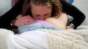 Amateur Lesbians Feed Each other Asses in Homemade Threesome