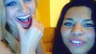 Amateur Lesbians Share Cock in Homemade Threesome Webcam