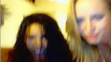 Amateur Lesbians Share Cock in Homemade Threesome Webcam