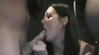 Brunette Swallows Cum in Group Bukkake Amateur Porn