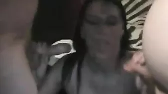 Brunette Swallows Cum in Group Bukkake Amateur Porn