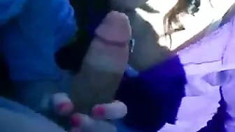 Teen Threesome Blowjob in Public