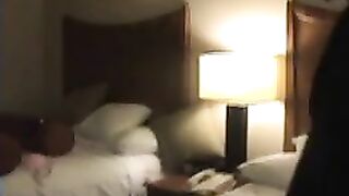 Amateur Blonde Threesome with Big Tits and Lesbian Action in Hotel Room