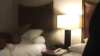 Amateur Blonde Threesome with Big Tits and Lesbian Action in Hotel Room