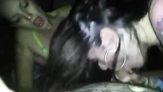 Amateur Threesome with Tattooed Girls - Homemade Group Sex