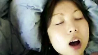 Japanese Amateur Gets Jizzed in Threesome Facial Cumshot