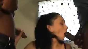 Interracial MILF Gangbang Cumshot