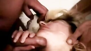 Blonde MILF Gets Cumshots in Amateur Threesome with Swingers