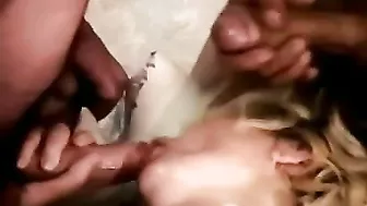 Blonde MILF Gets Cumshots in Amateur Threesome with Swingers