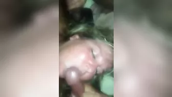 Blonde BBW Wife Cum-Filled Threesome Facial Swallowed by Married MILF