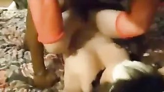 Interracial Gangbang Threesome with Blindfolded Wife and Black Friend