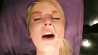 German Bukkake Blonde Gets Messy with Amateur Group