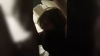 Brunette Threesome Shares His Dick in Homemade Lesbian Group Sex