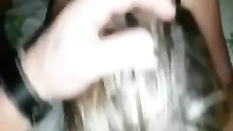 Amateur Slut Wild Gangbang in Stockings and Garters