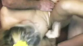 Blonde MILF Wife Gangbang Threesome with Cuckold Hubby and Swingers